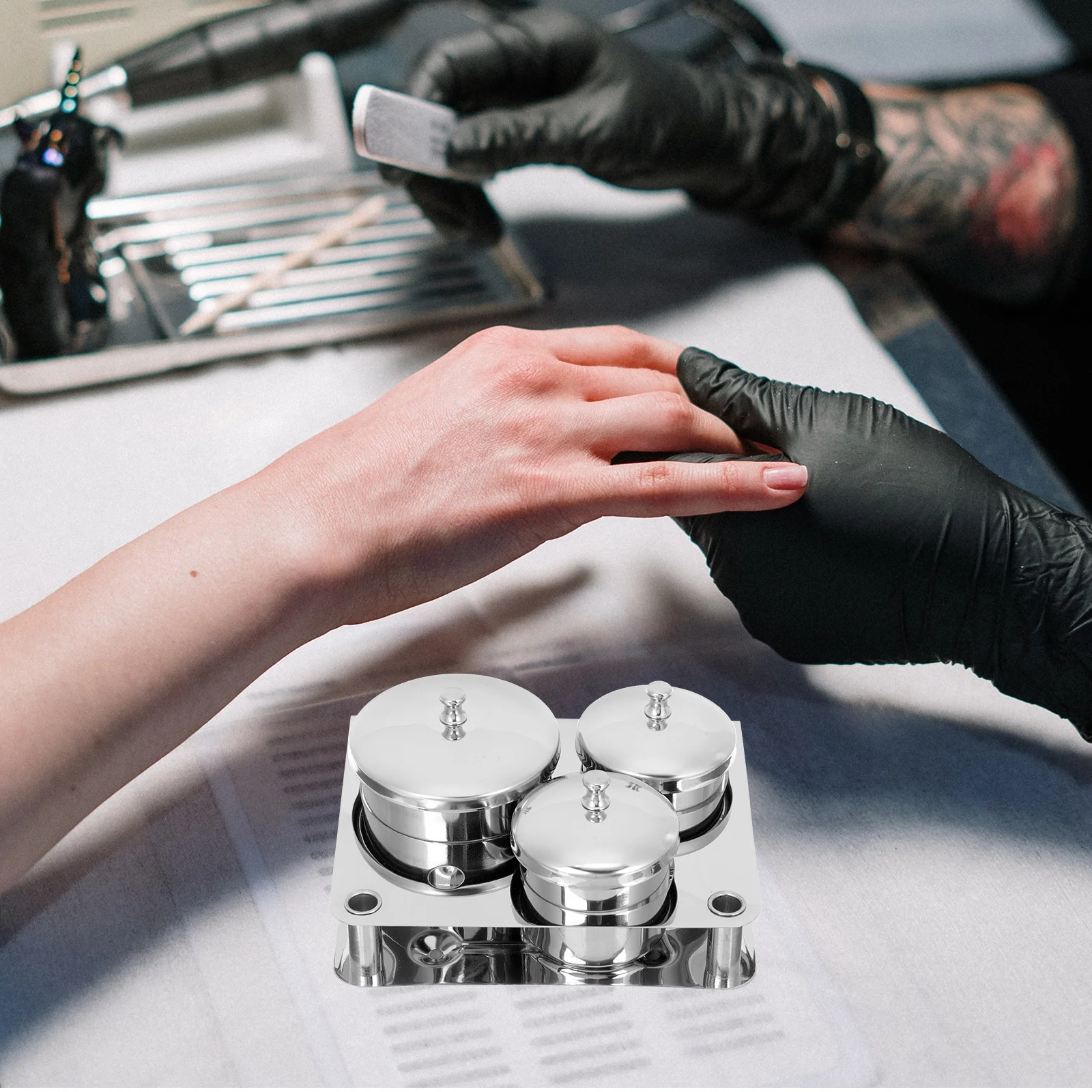 

1Set Stainless Steel Nail Manicure Cup Pen Cleaner Mixing Liquid Powder Holder for Salon Nail Art Cup Manicure Accessory