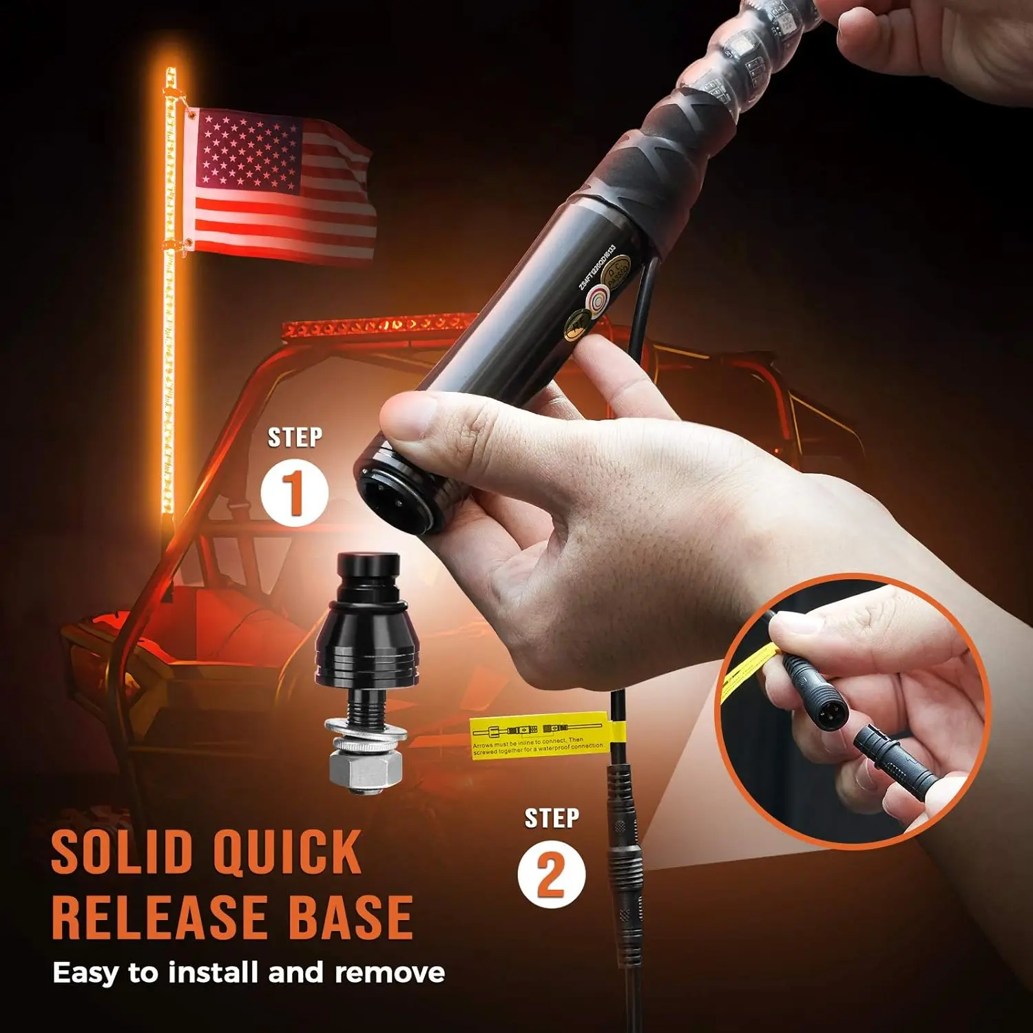 2 قطعة 2ft أضواء سوط لجانب إلى جنب LED سوط أضواء ل UTV ATV قارب الطرق الوعرة RF التحكم عن بعد متوافق مع Polaris RZR