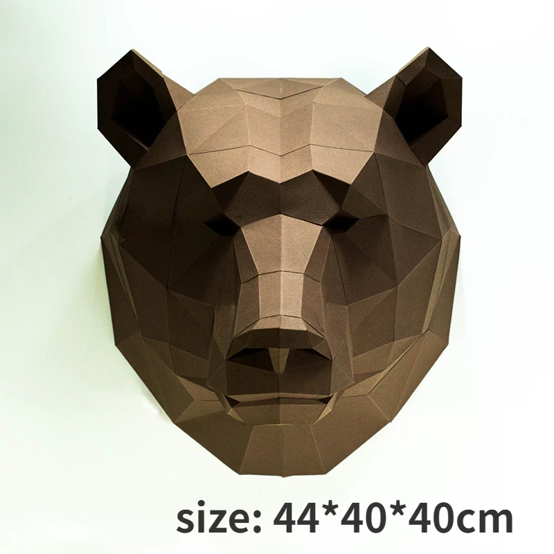 

3D Бумажная форма, необработанная модель головы коричневого медведя, складная бумага, работа «сделай сам», настенная подвеска, домашний декор, статуэтки ручной работы, миниатюры