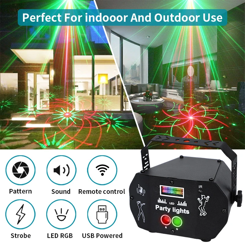 Proyector de luces LED estroboscópicas con Control remoto, efecto bola de discoteca para DJ Club, decoración del hogar de cumpleaños, fiesta de Navidad recargable