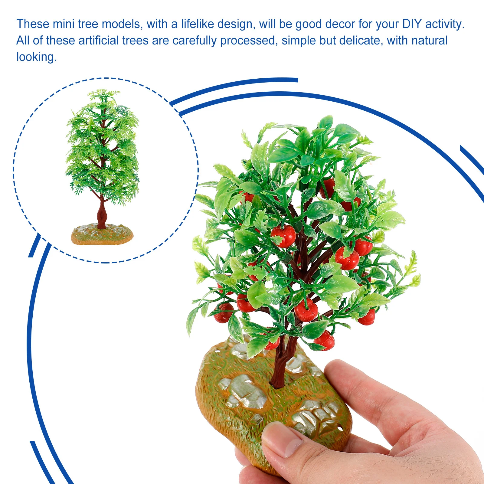 

2Pcs Artificial Mini Tree PVC Lifesize DIY Sand Table Decoration Landscape Ornament Micro Landscape Adornment Simulation Tree