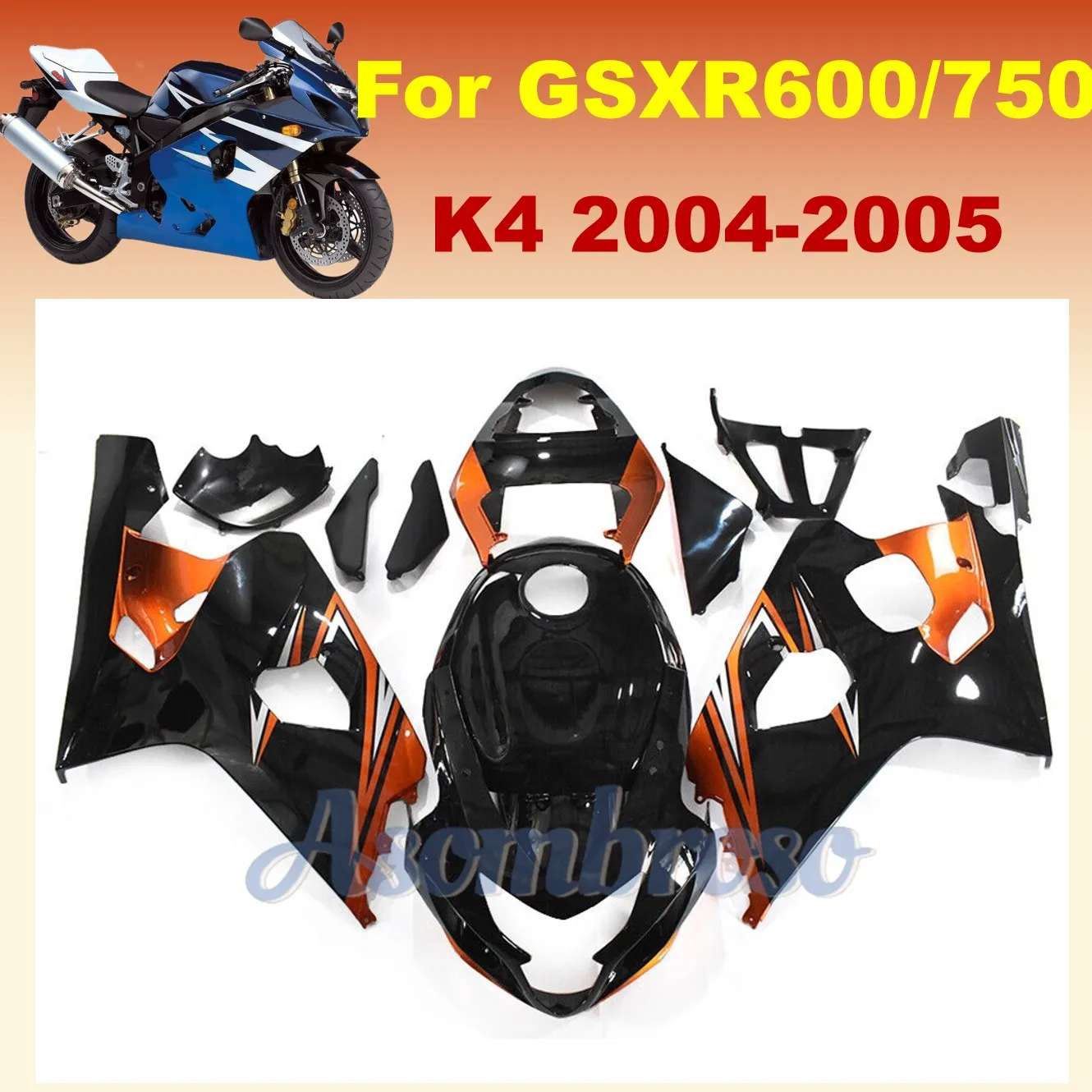

Fairing kits for Suzuki GSXR600 2004 2005 GSXR 600 04 05 K4 GSXR750 Motorcycle Aftermarket Repair Parts Orange Black body