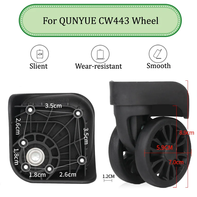 Suitable For QUNYUE CW443 Universal Wheel Trolley Case Wheel Replacement Luggage Pulley Sliding Casters wear-resistant Repair