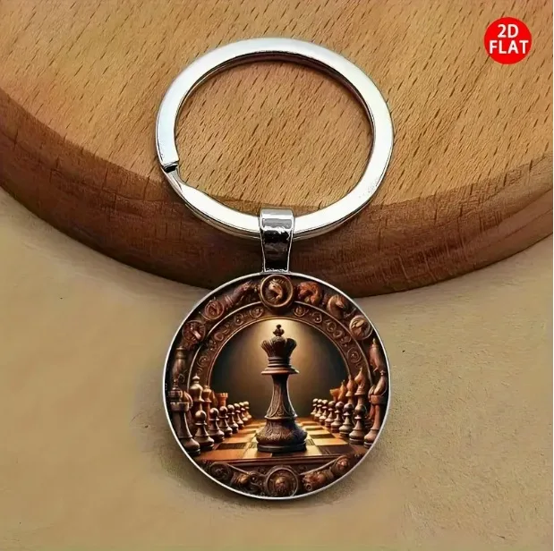 Cross Border New Retro Chess King and Queen Keychain