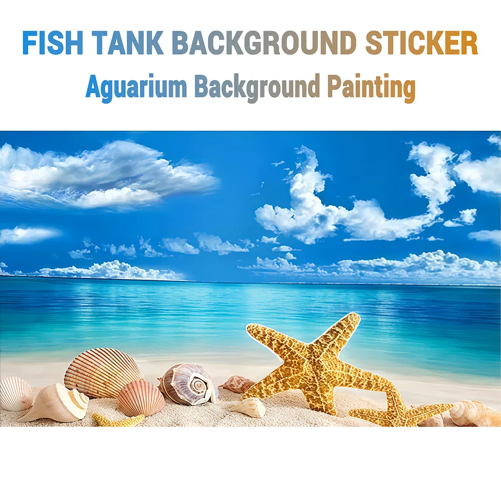 Starfish shell, Fish tank background painting, Aquarium background sticker,Front self-adhesive,  Fish tank landscaping decor
