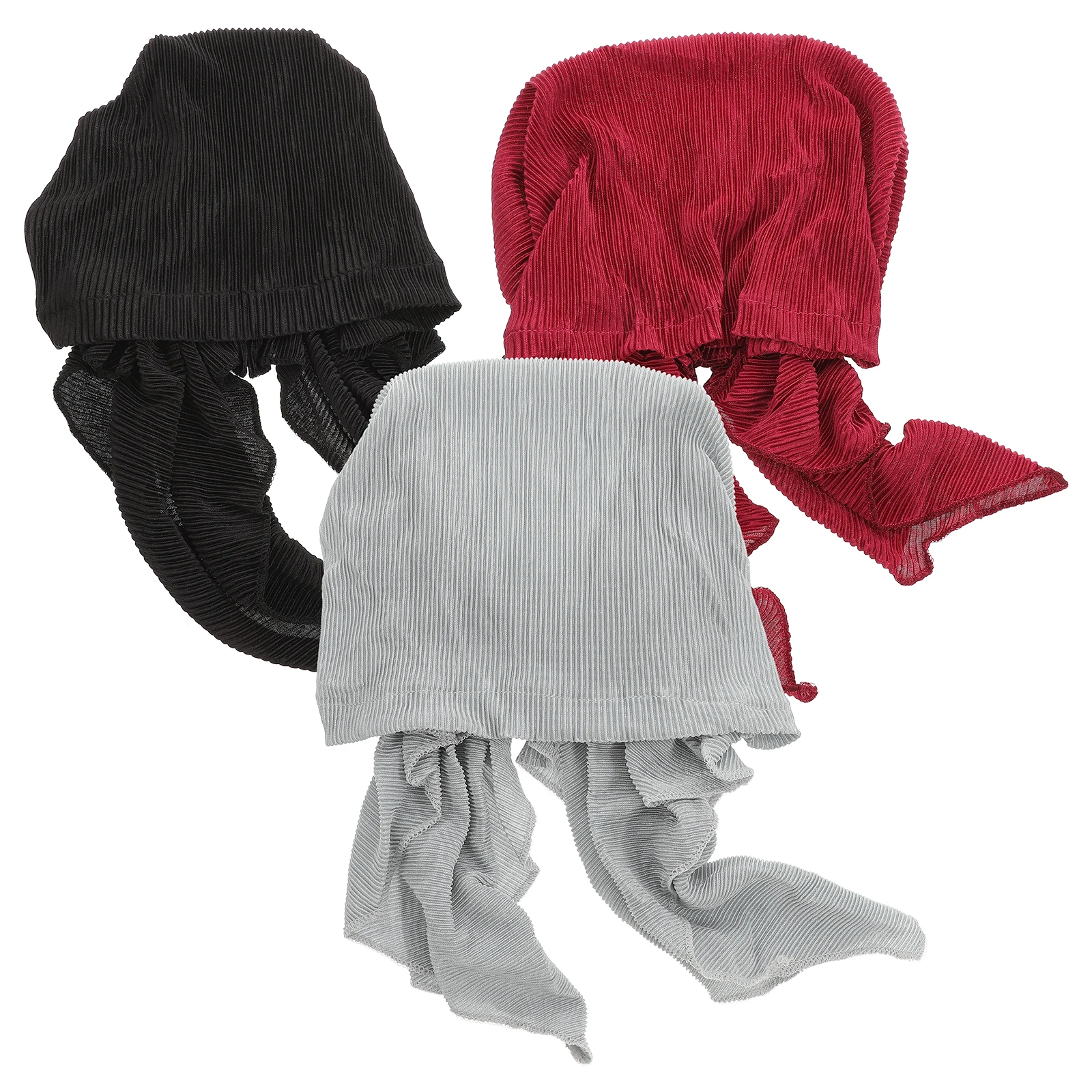 

3Pcs Women Turbano Head Cap Scarf Breathable SweatAbsorbing Cotton Protective Hat LongLasting Durable Elegant