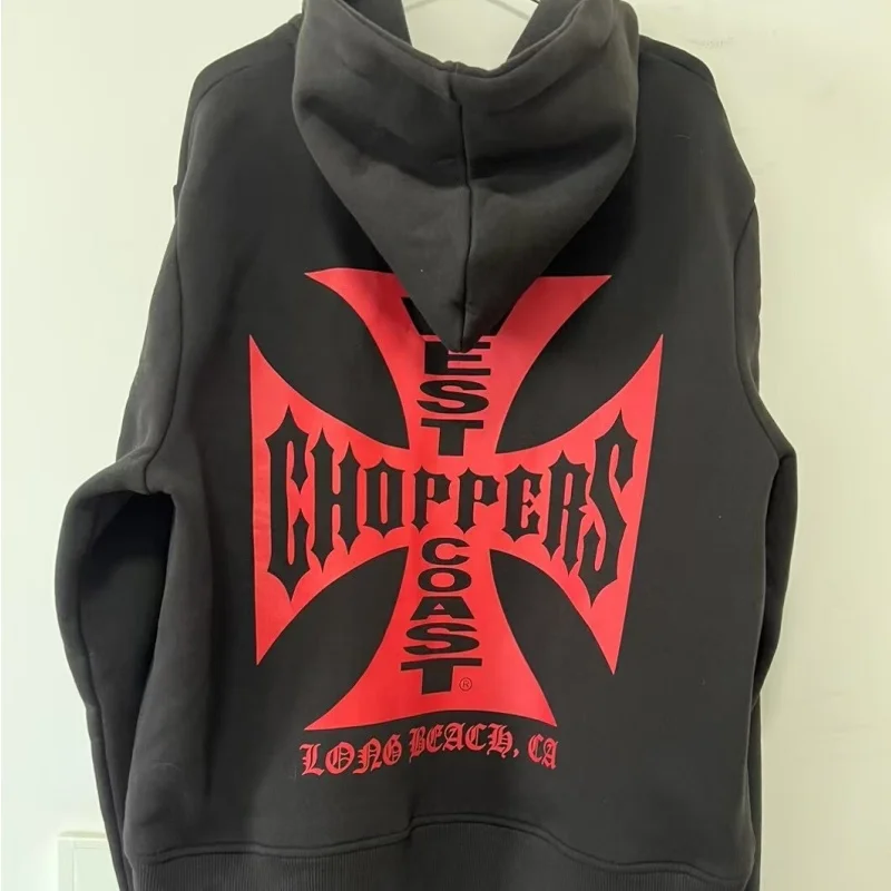 

West Coast Hoodie with Cross Letter Print Washed Water Do Old Zipper Cardigan Hoodie Sweatshirt Jacket Men Women Top