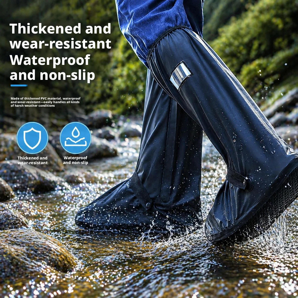 

Reusable Motorcycle Scooter Dirt Bike Rain Shoes Cover Non-Slip Boot Covers Unisex Bicycle Shoes Protectors For Rainy Snowy Day