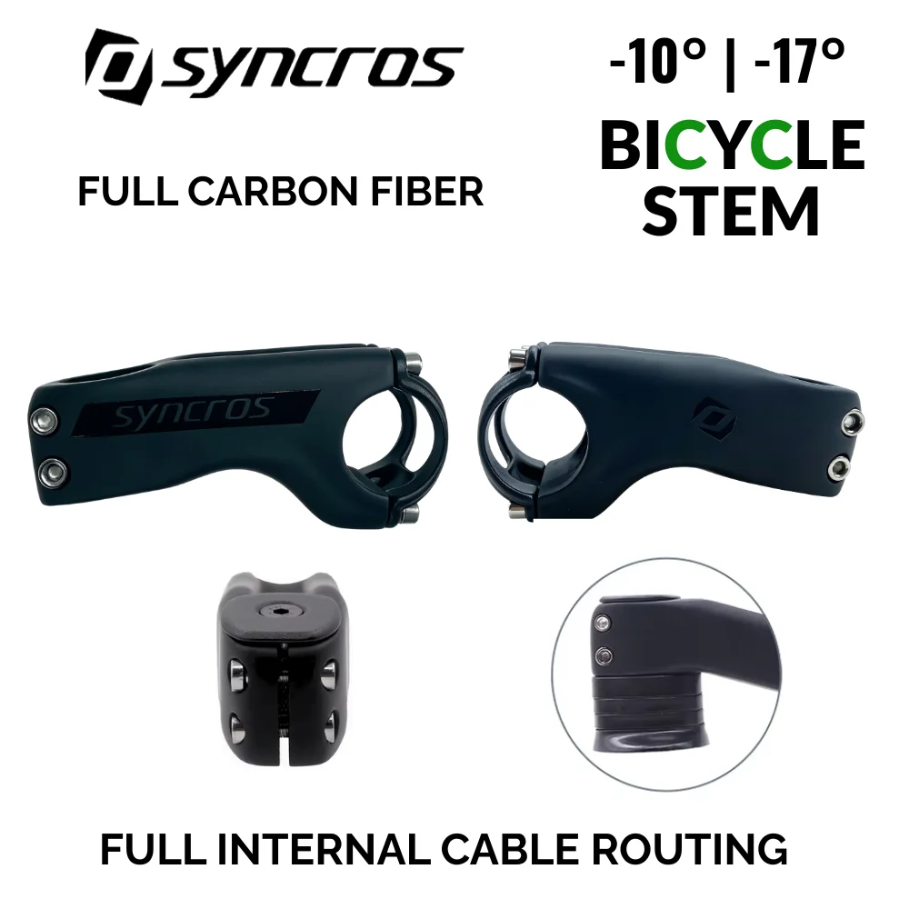 Syncros bike stem Full Internal Cable Routing Bicycle stem Mountain/Road Bike Parts Angle -10/-17Degree 28.6mm fork  Adapter OEM