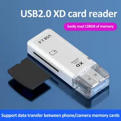 USB 2.0 고속 카드 리더, 다기능 휴대용 아이보리 화이트 XD 싱글 포트 카드 리더, PC 노트북 액세서리 A8P5