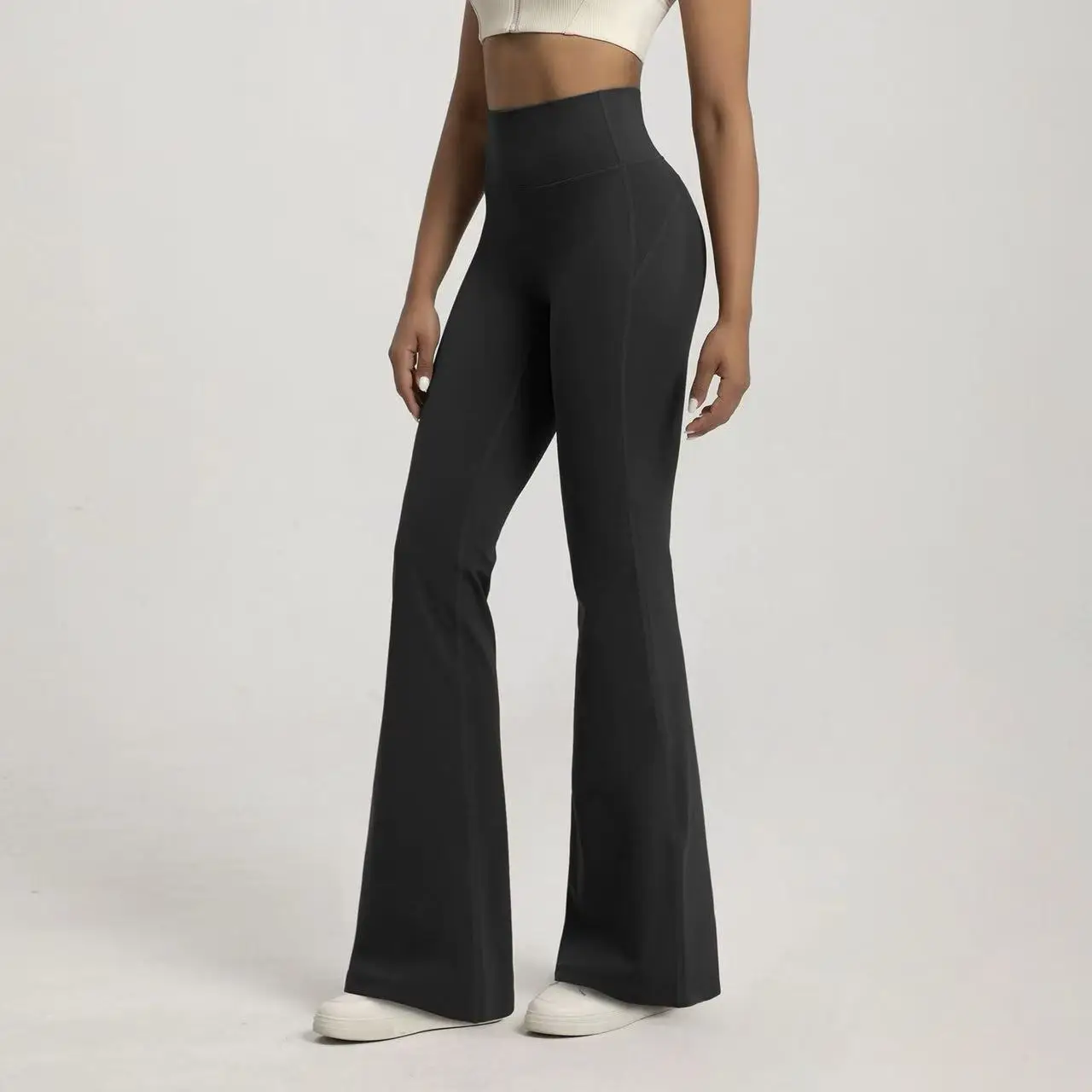 Naked High Waisted Waist Cinching Hip Lifting Fitness Exercise Elastic Bell Bottom Pants Women Casual Outdoor Running Yoga Pants