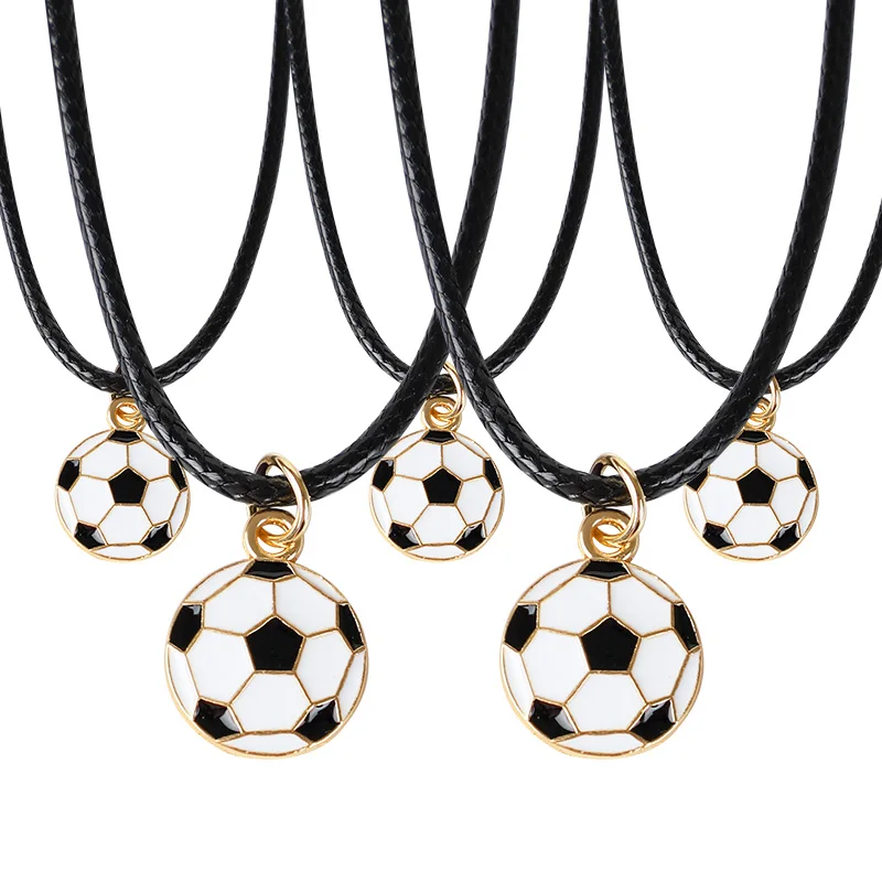 

12Pcs Soccer Pendants Necklace Sports Football Sphere Jewelry Kids Birthday Party Favors Decor Guests Gift Team Victorious Prize
