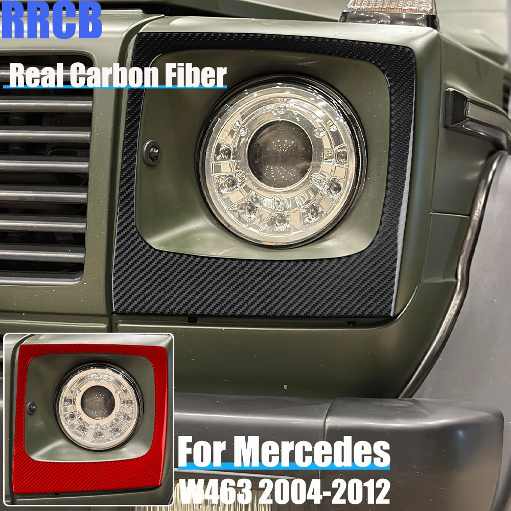 

Real Carbon Fiber Car Accessories Headlights Frame Soft Cover Sticker For Mercedes-Benz G Class W463 G500 G55 G63 G550 2004-2012