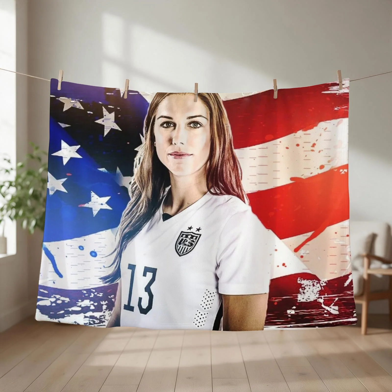 Illustration Alex Morgan Throw Blanket couch cozy soft plush fuzzy picnic outdoor blanket