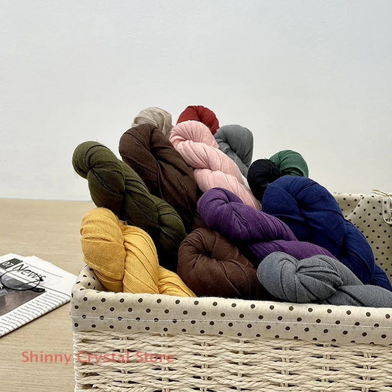 Cotton Linen Folded Women's Scarf Thin Pure Color Simple Match Long Shoulder Wrap Neck Warmer Silk Scarf