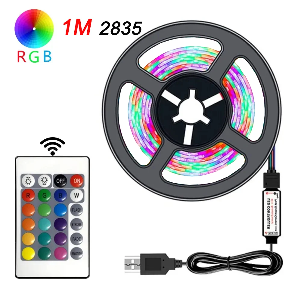 1M LED Light Strips Kit Infrared Remote Control Decoration Light 2835 60Leds/M Lamp Ribbon For Festival Party Bedroom BackLight