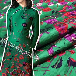 Gold Brocade Jacquard Fabric Silk Yarn-dyed Floral Embossed Dark Pattern Dress Set European Brand Fashion Design Sewing Cloth