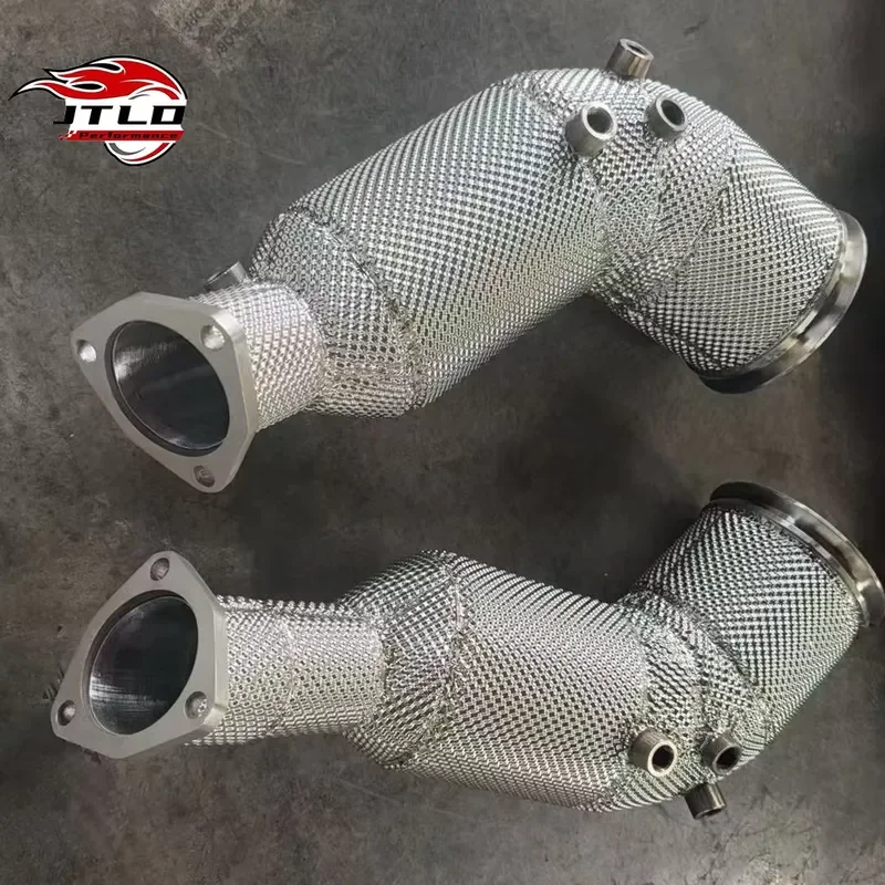Professional High-Flow 200Cell Catted Downpipe with Heatshield Stainless Steel Exhaust Pipe for Audi RS6 RS7 C8 4.0T 2019+