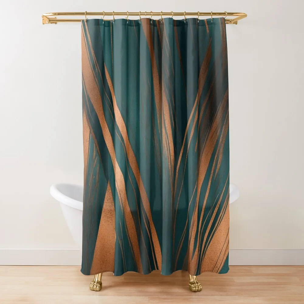 Copper Strands Pattern Shower Curtain Modern Showers For Bathroom Bathroom Deco Set For Bathroom Curtain