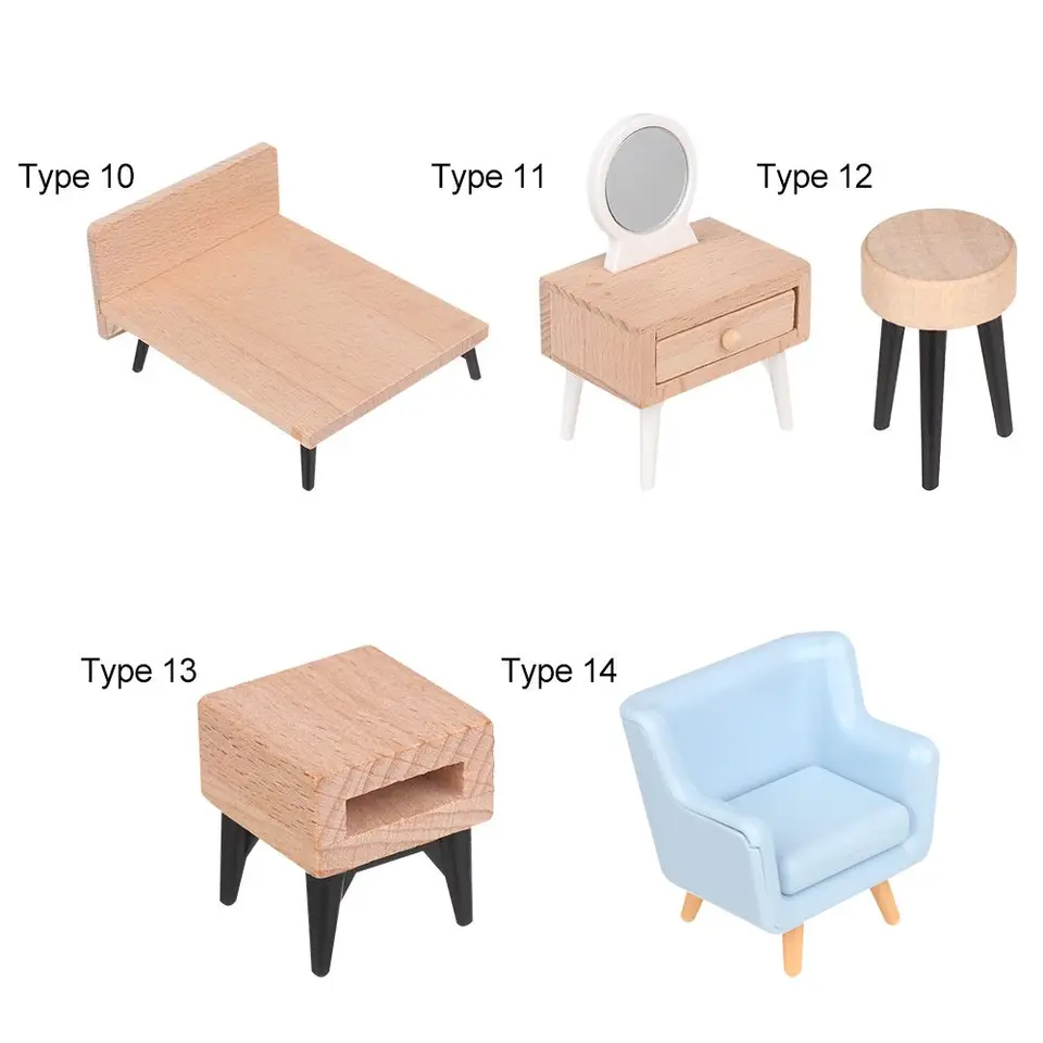 Ensemble de chaises de table à manger miniatures pour maison de poupée