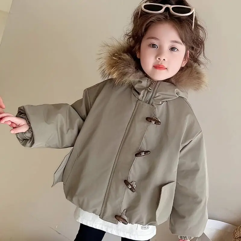 Hot Girl Thicken Coat Cotton-Padded Jacket Autumn Winter Tops Jacket Child Keep Warm Kawaii Fashion New Style Casual Clothing