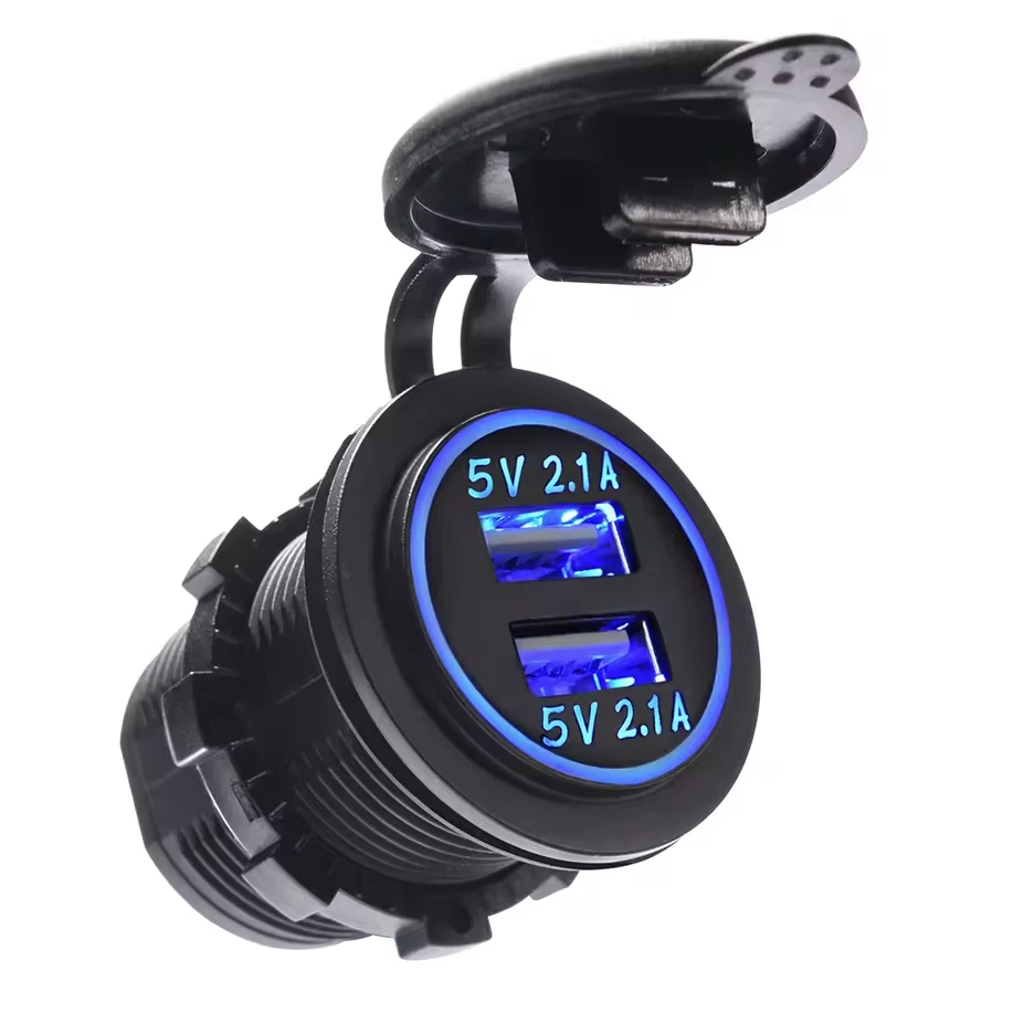 Hot Sale 5v 4.2A Dual USB Charger Socket Car Bus Usb Charger Power Socket Plug 4.2a with Switch Bottom for Auto Car Marine Boat - view 2