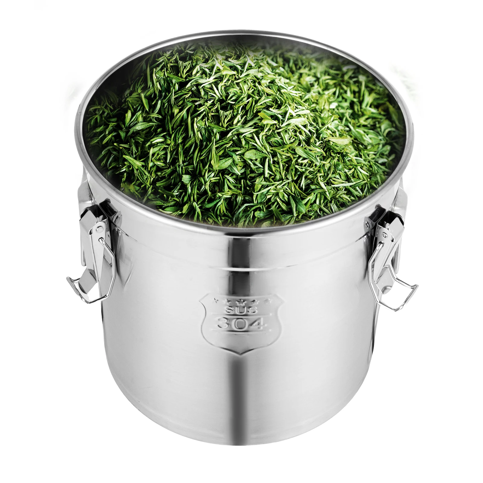 

Stainless Steel Rice Container – 21L Airtight Food Storage Bin with Sealing Clips, Silicone Ring, and Large Opening for Grains