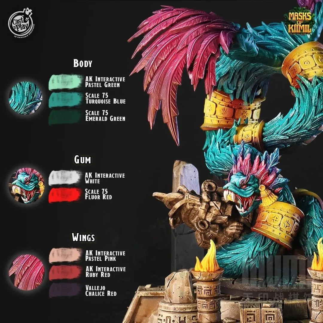 3D Printing Microscopic Models【 Feathered Serpent Temple Troll 】 Warrior Chief World Of Warcraft Table Game Piece Model