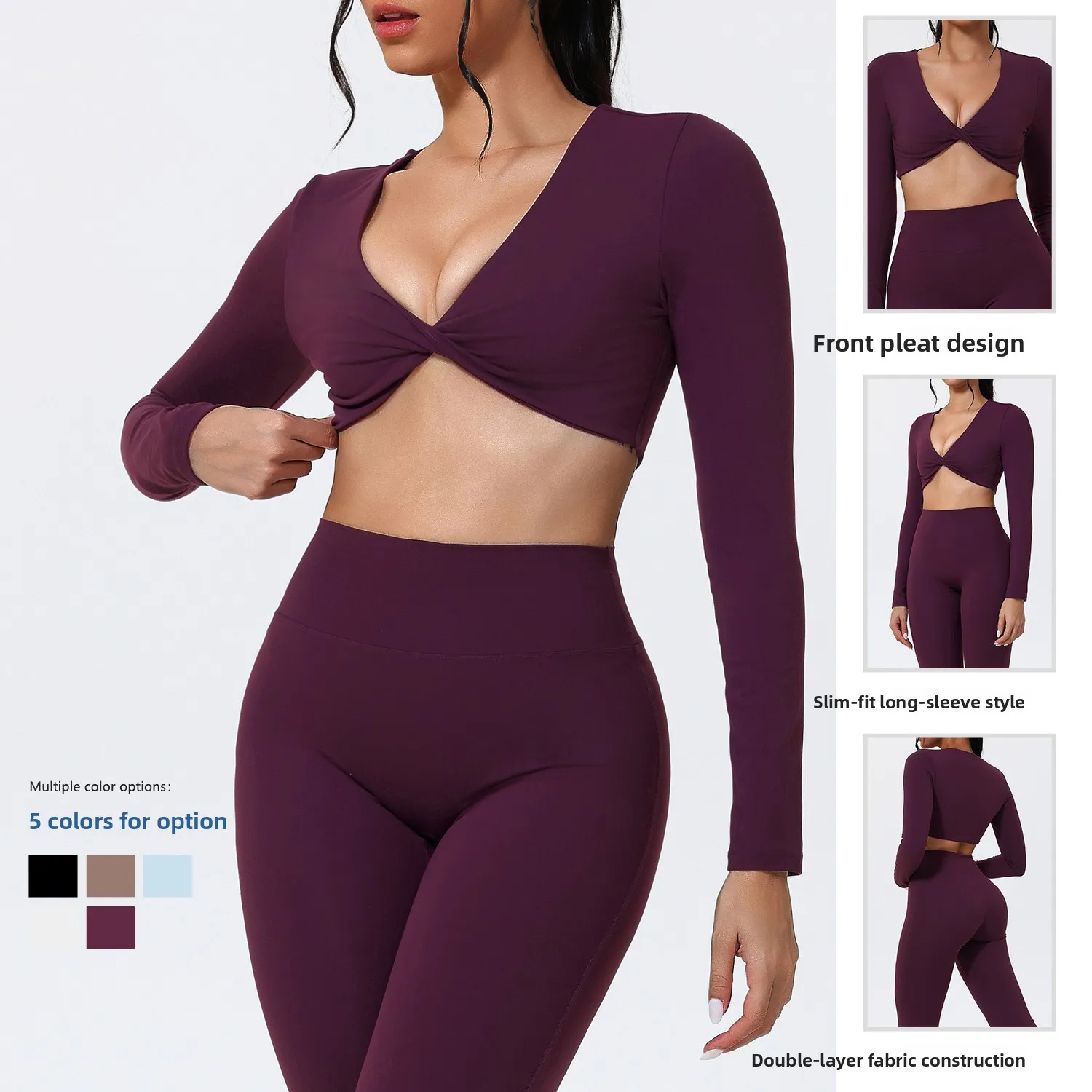 الخريف والشتاء شبك ملابس اليوغا للنساء ضيق مثير طويلة الأكمام المحاصيل القمم المرأة تجريب اللياقة البدنية الرياضة بيلاتيس تي شيرت #1