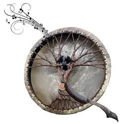 Handmade Shaman Drum Tree-of-Life Siberian Drum With Drum Stick Sound Healing Adult Drum Reflection And Meditation Home Decor