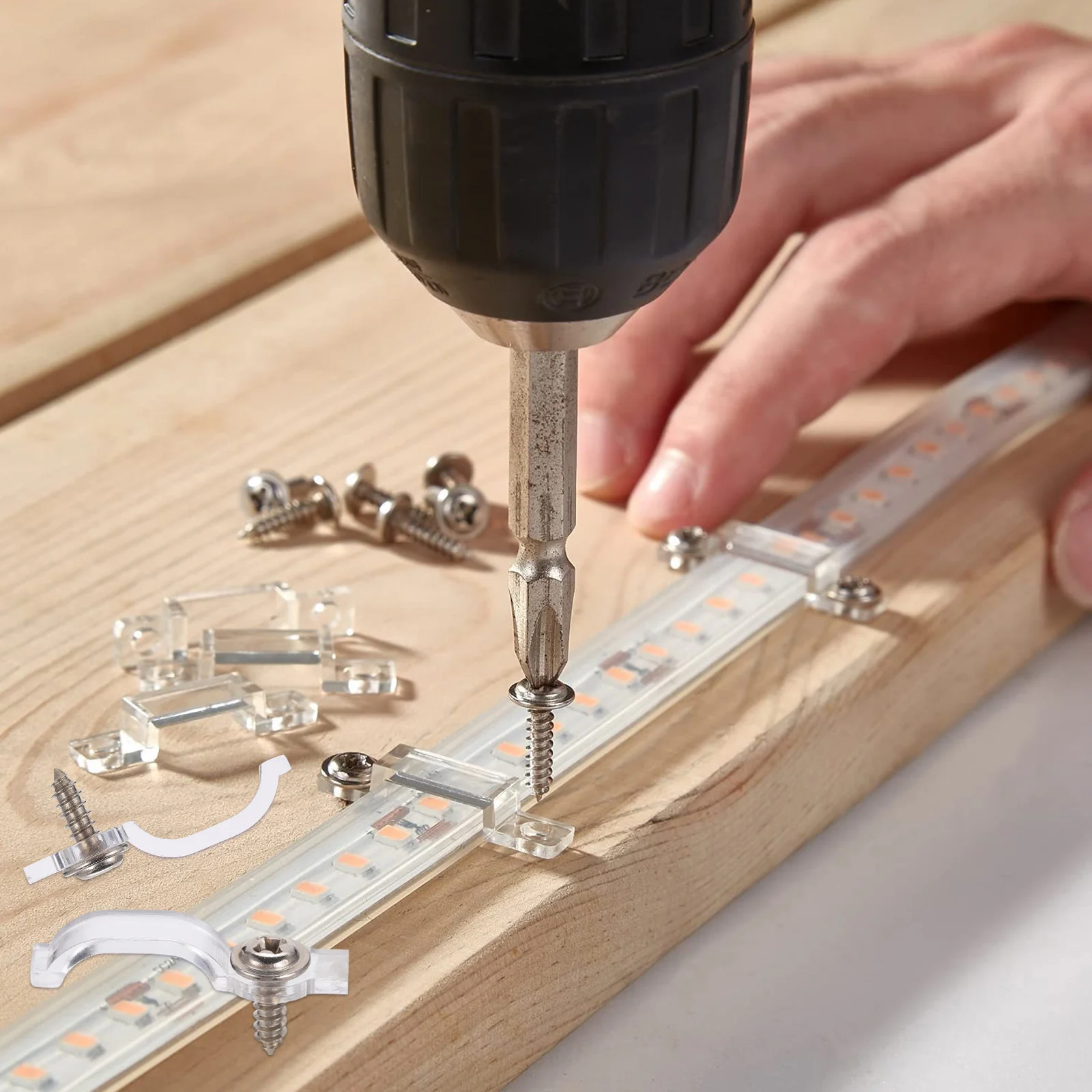 100pcs Led Strip Light Clips One Side Fixing Ultra-Thin Mounting Bracket For Soft Hard Light Bars Heat-Resistant Fire-Retardant