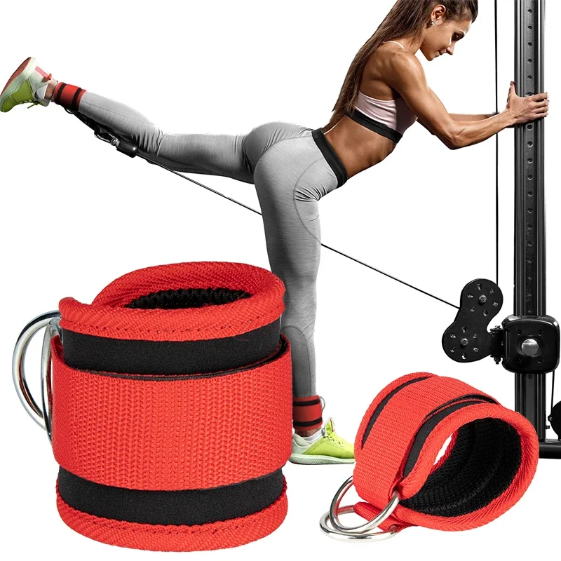 Gym Ankle Straps Double D-Ring Adjustable Neoprene Padded Cuffs Ankle Weight Leg Training Brace Support Sport Safety Abductors