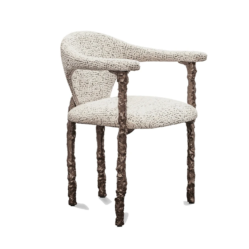 

Light luxury high-end pure copper dining home modern simple villa luxury house designer art backrest leisure