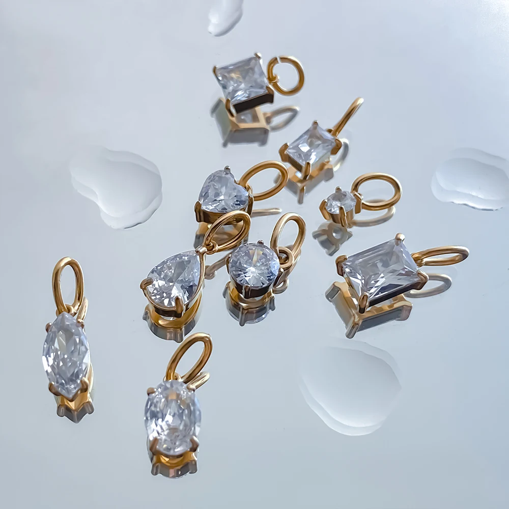 EMANCO Zircon Small Rectangle Pendant Charm for DIY Jewellery