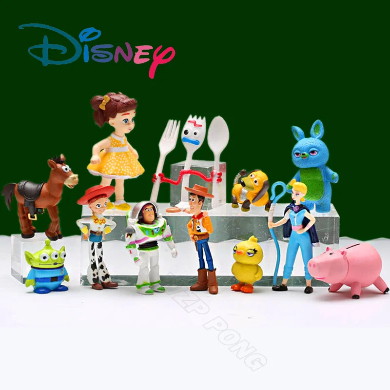 Disney 12 pz/set Toy Story 4 Woody Jessie Buzz Lightyear Bullseye Forky Ducky Bunny PVC figure Toys