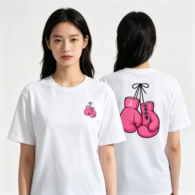 Pink Fight Gloves Small Ribbon Tee Breast Cancer Awareness Women T-Shirt Breast Cancer Awareness Shirt Breast Cancer Support Tee