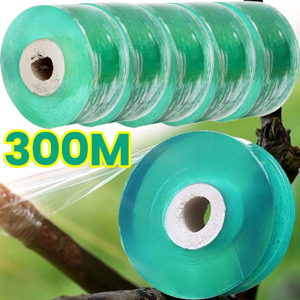 סרט תיקונים לגידול צמחים באורך 100/300 מטרים, סרט גידול גינה עצמי-דביק נמתח עם סרט ברור לגידול צמחים, גפנים ועגבניות