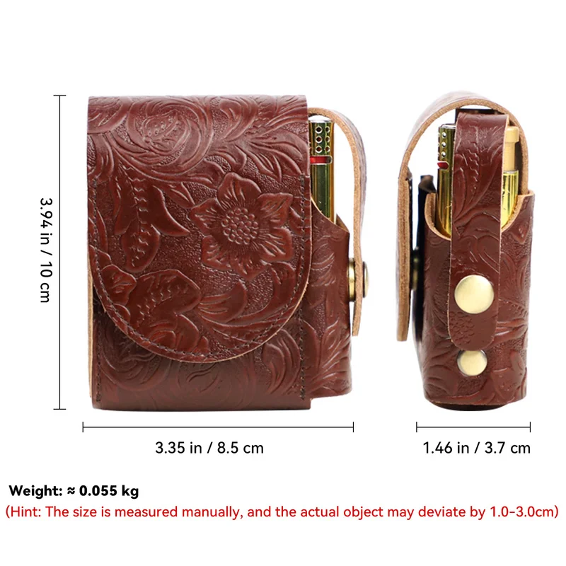 Men'S High End Genuine Leather Cigarette Cap The Top Layer Cowhide 2-In-1 Lighter Cigarette Storage Bag