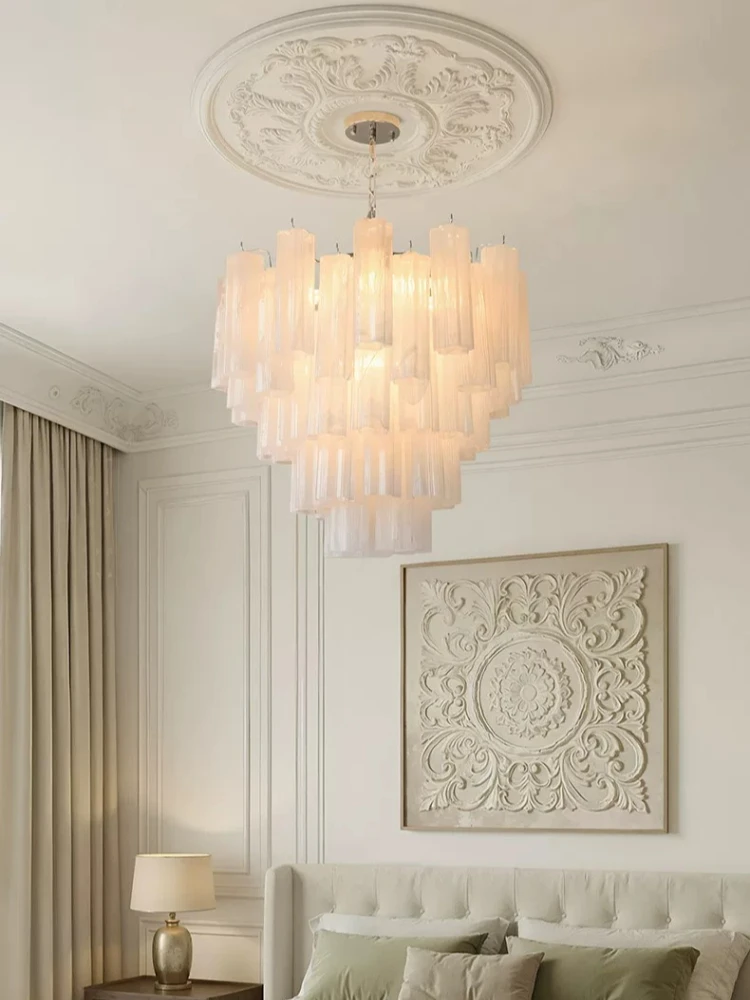 French style light luxury living room pendant light, modern minimalist cloud glass dining room pendant light, bedroom light