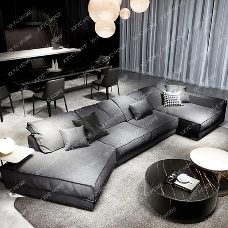 LX sofa living room  minimalist large flat layer cat paw leather special-shaped sofa combination