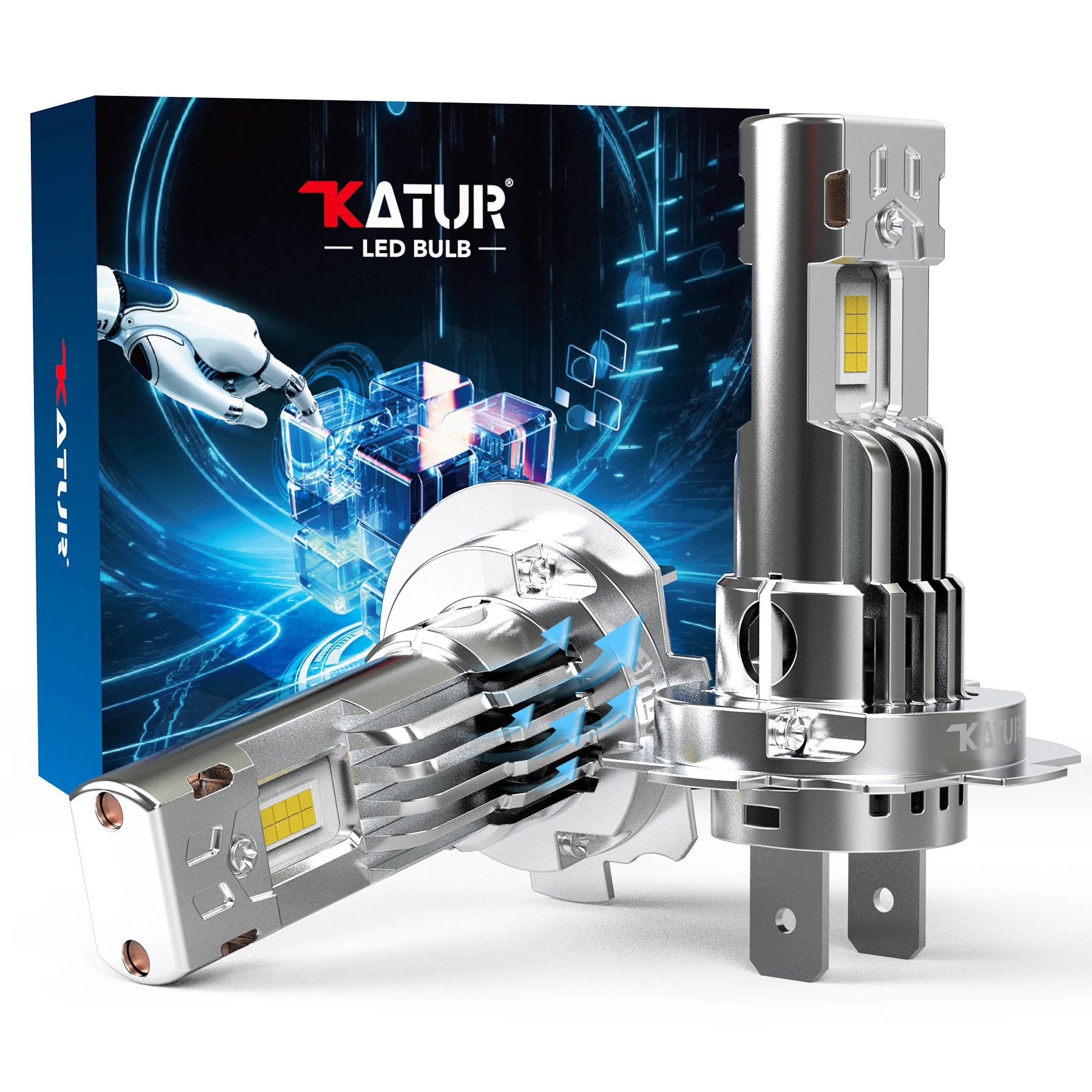 Katur 2pcs H7 Car Led Headlight with Fan 40000Lm 200W High Beam Canbus For Yamaha YZF R1 R125 R6 2004 ~2023 Volvo S80 2000~2014