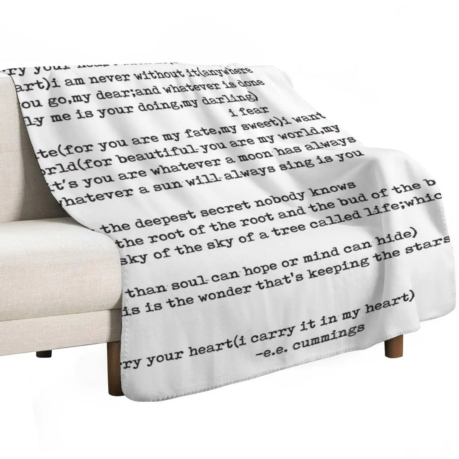 I Carry Your Heart With Me E.E. Cummings Typography Throw Blanket Sofa Throw Cute Plaid Bed covers Thermal Custom Blankets