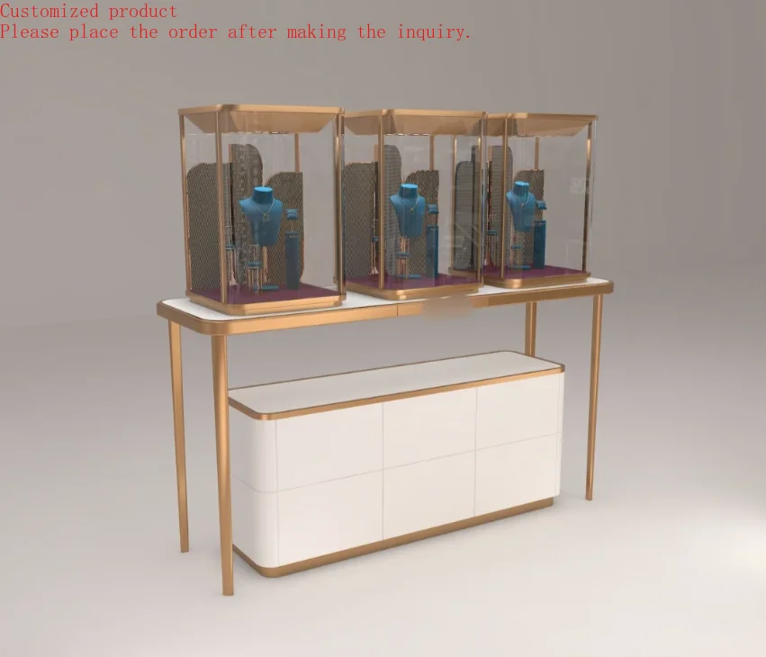 

Custom.Rotating Necklace Display Stand Motorized Smart Glass Dimming Display Cabinet Anti-Theft Security