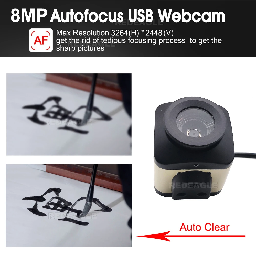 REDEAGLE Industry 4K Autofocus Webcam HD 8MP IMX179 MJPEG UVC OTG Mini Metal Box USB Video Live Computer Camera