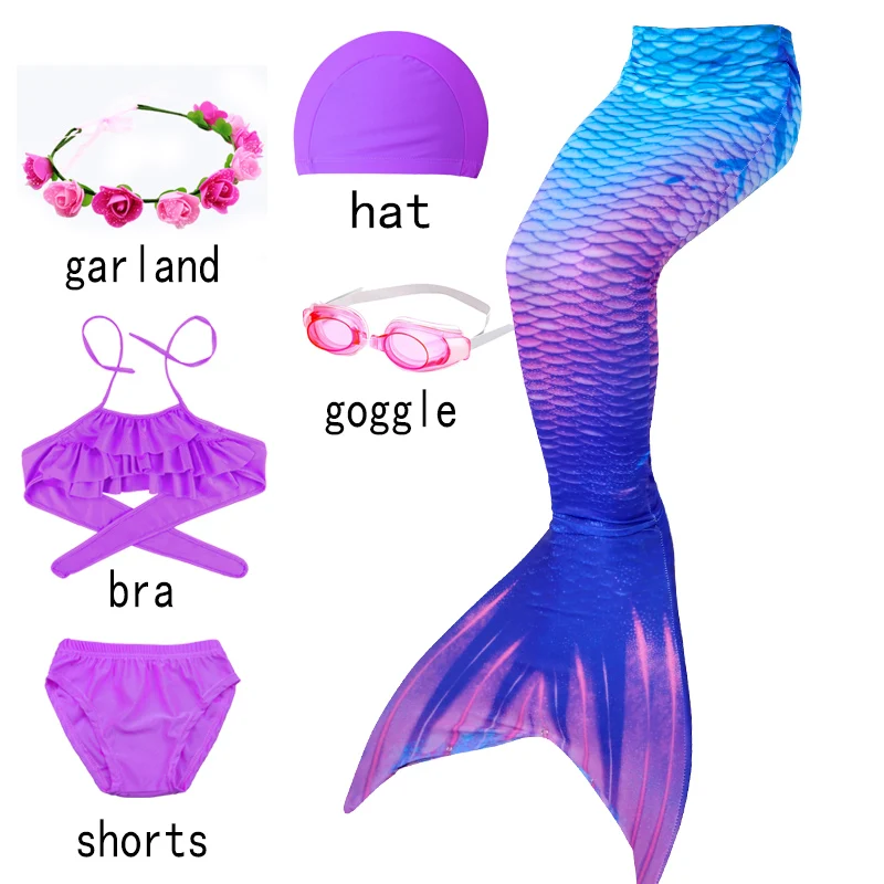 A Pequena Sereia Caudas Cosplay Fantasias para Meninas, Anime Maiô, Maiô, Monofin Bikini, Festa de Carnaval, Natação