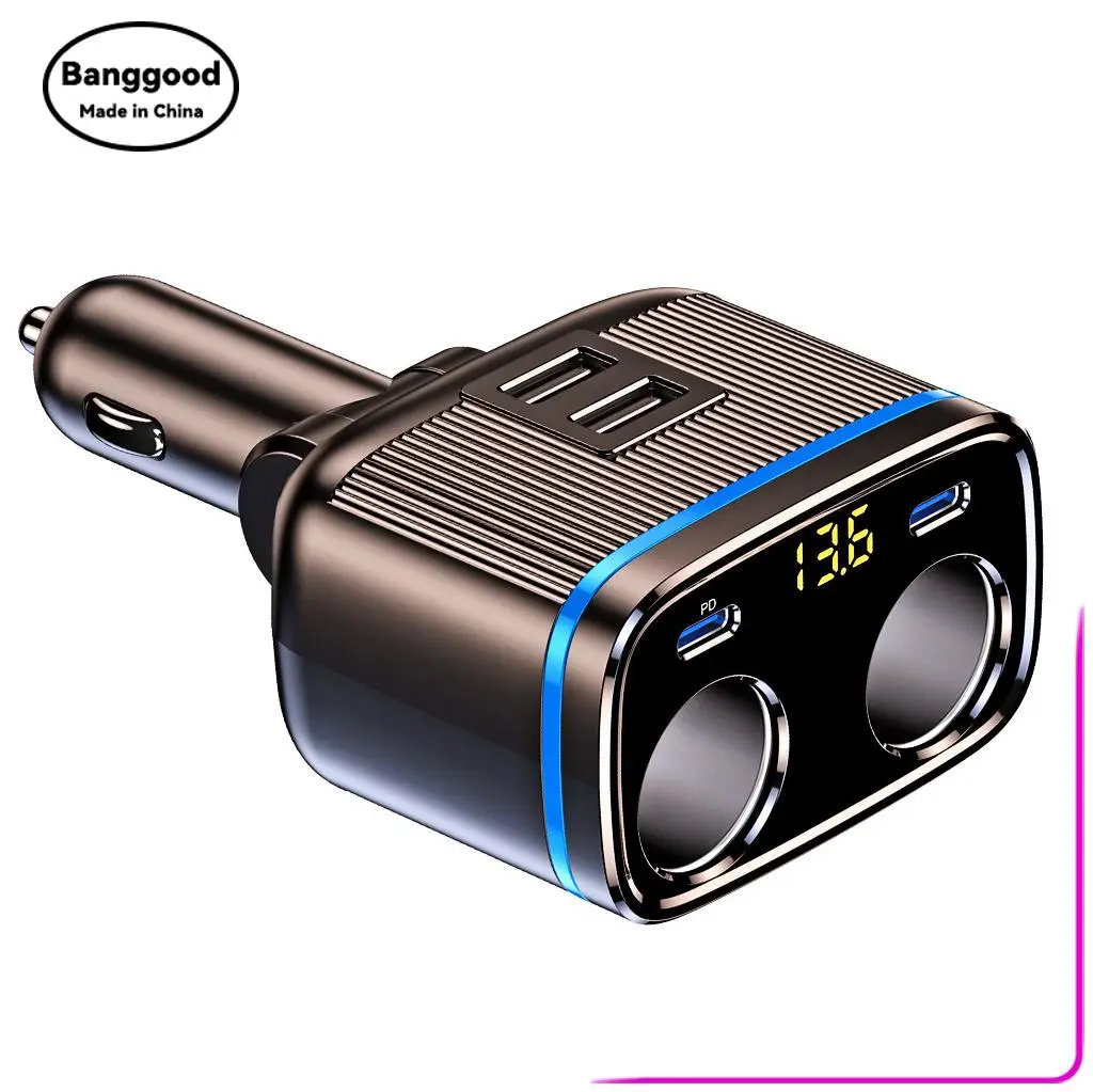 New C27 Measurable Voltage 80W Cigarette Lighter PD45W Fast Charging USB Car Car Charger 145W High Power
