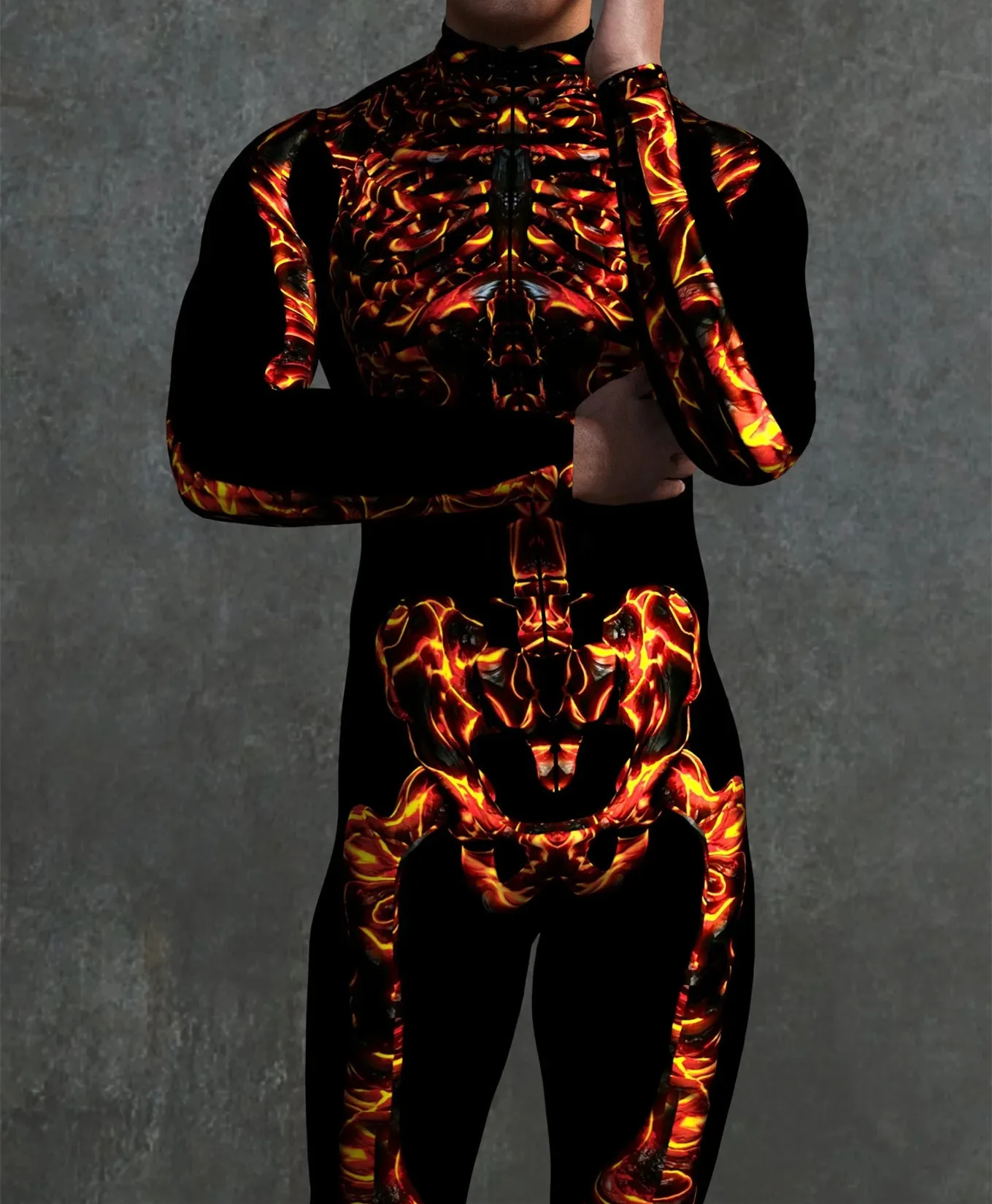Halloween Skinny Damen Bedruckter Bunter Totenkopf Cosplay Jumpsuit Cyberpunk Zentai Anzug Karnevalsparty Aerial Performance Bodysuits – Detail 26