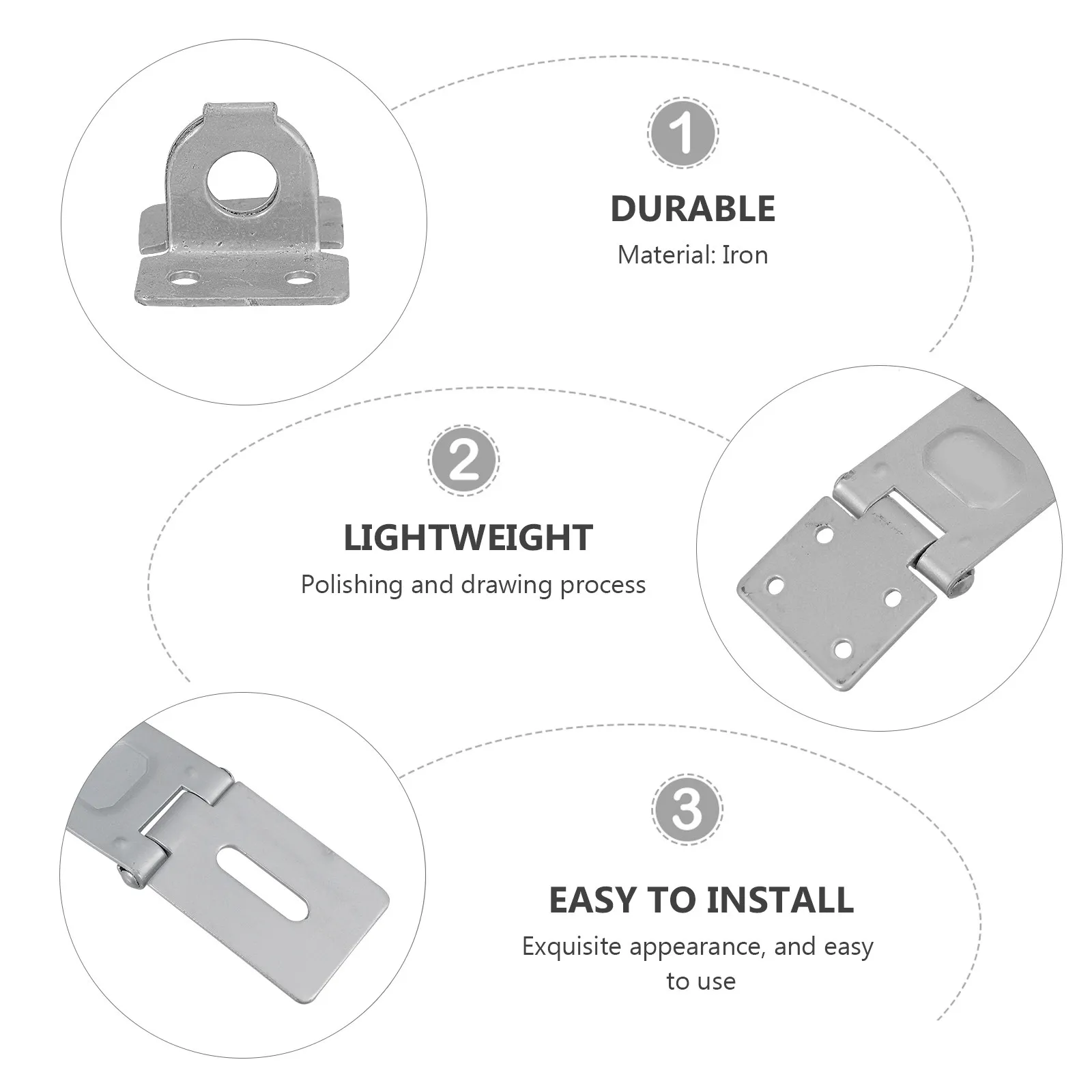 6Pcs Iron Security Padlock Hasp for Doors Gates Outdoor Use Rust Resistant Scratch Heat Corrosion Proof Door Bolt Lock Latch