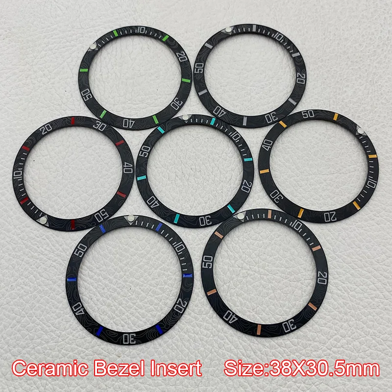 Anel de inserção de moldura de cerâmica mod 38*30.5mm para skx007 skx009 seamaster gmt caixa de relógio movimento nh35 peças de relógio de mergulho masculino personalizado