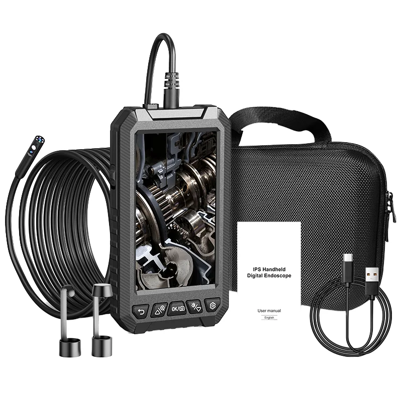 

5003-B Factory OEM ODM 5inch Ips Handheld Inspection Borescope Car Endoscope Camera Dual Lens 5m Hard Wire Cable Rigid Endoscope